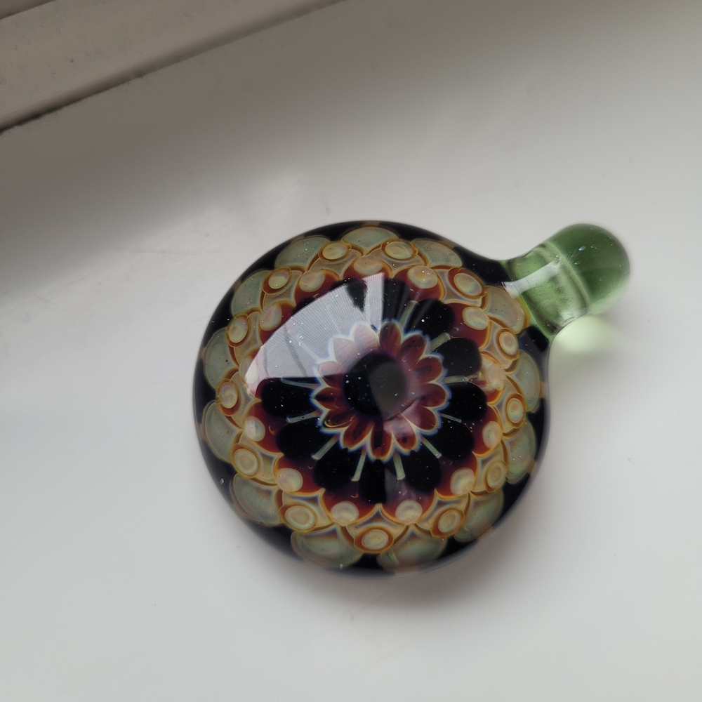 Handmade Blown Glass Art Pendant Flower Design
